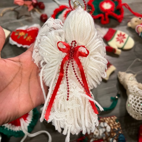 VINTAGE YARN Christmas ornament LOT 24 ANGEL SANTA Cats Christmas Tree Handmade - Picture 9 of 16